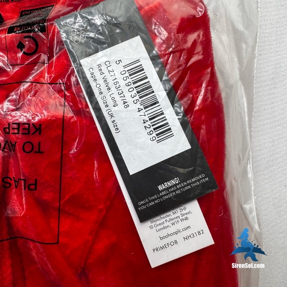 1178 NWT PrettyLittleThing Red Velvet Long Cape – One Size – Red - Picture 7 of 12